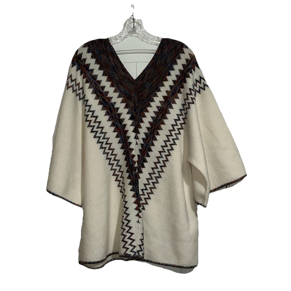 Cuddle Knit Women’s Poncho Sweater BOHO Vintage Hippie Aztec Top 70s chevron